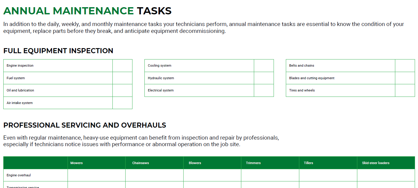 Landscaping Equipment Maintenance Checklist Screenshot 3