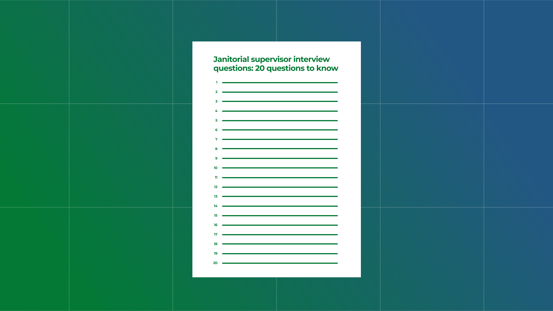 Janitorial Supervisor Interview Questions: 20 Questions to Know