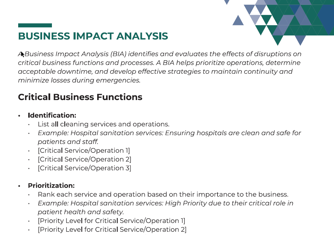 Cleaning Business Continuity Plan Template (+Free PDF Download) Image 2