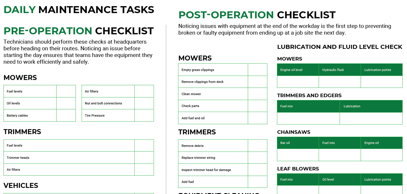 Landscaping Equipment Maintenance Checklist Screenshot 1